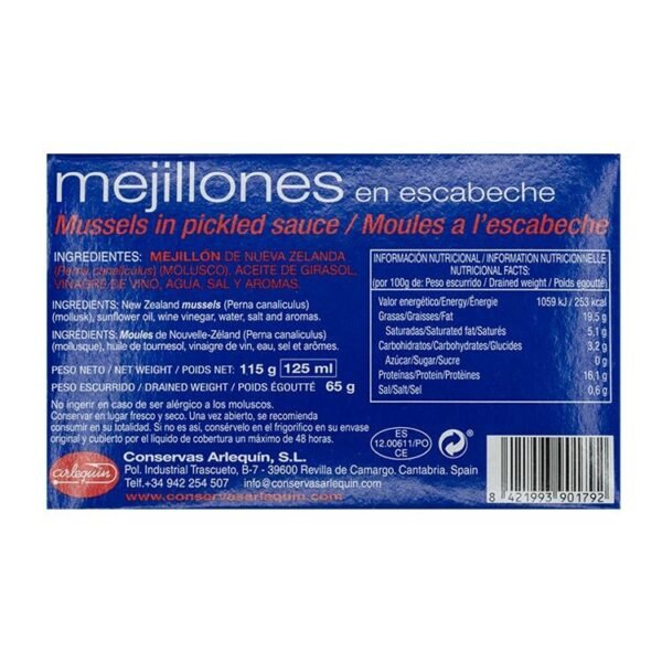 Mejillón en escabeche  4/6 piezas Arlequín - Imagen 2