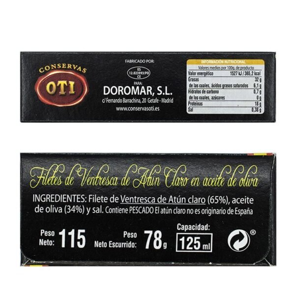 250 unidades Ventresca de Atún Oti en aceite oliva 120gr - Imagen 4