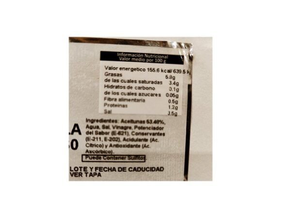 Aceituna Manzanilla Sabor Anchoa 140-160 5 kg escurrido - Imagen 2