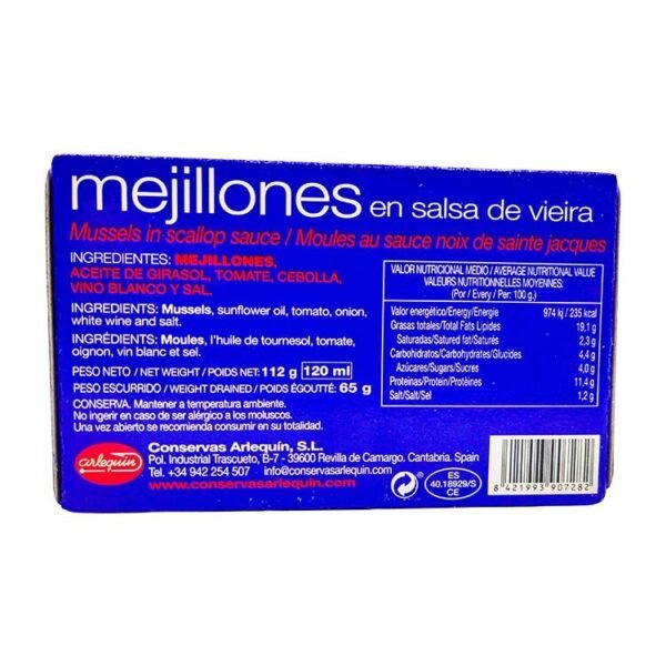 Mejillón en escabeche 13/18 Arlequín en salsa de vieira - Imagen 2