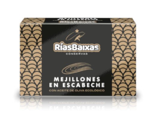 Mejillones en escabeche 6/8 piezas aceite de oliva ecológico Rias Baixas 115 gr